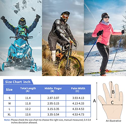 Miushion Ski Snow Gloves For Men & Women, Insulated Touchscreen Snowmobile Winter Gloves, 3M Thinsulate Waterproof Windproof Warm Snowboard Skiing Gloves With Pocket(L) #TOP4