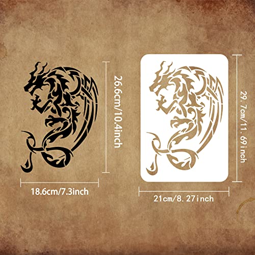 FINGERINSPIRE Dragon Stencil 29.7x21cm Gothic Dragons Stencil Plastic ...