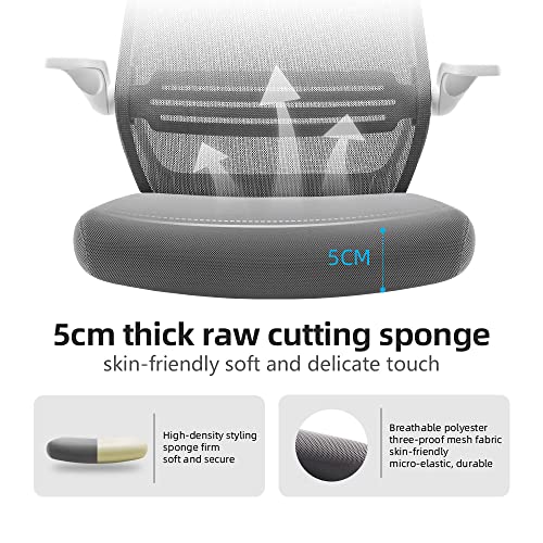 Sihoo Ergonomic Office Chair, Swivel Desk Chair Height Adjustable Mesh Back Computer Chair With Lumbar Support, 90° Flip-Up Armrest (Grey) #TOP4