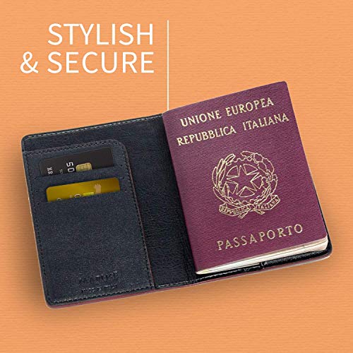Image of Maruse Italian Leather Executive Padfolio & Passport Holder Bundle, Office & Travel Accessories, Durable Leather Handmade in Italy (Black)