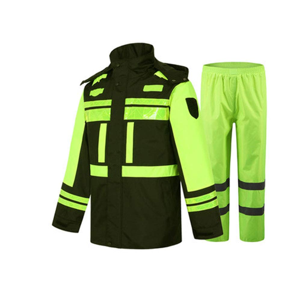 LXESWM High-energy visible reflective raincoat Winter Raincoat Warm Padded Raincoat Reflective Waterproof Windproof Cold Suit (Color : A, Size : XXL)