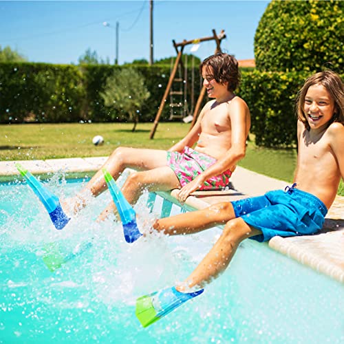 Schwimmflossen Kinder, 100% Silikon Kurzflossen, Taucherflossen Regenbogen Flossen für Kinder Erwachsene Männer Frauen Schwimmen Tauchen (Regenbogen-Blau, XS)