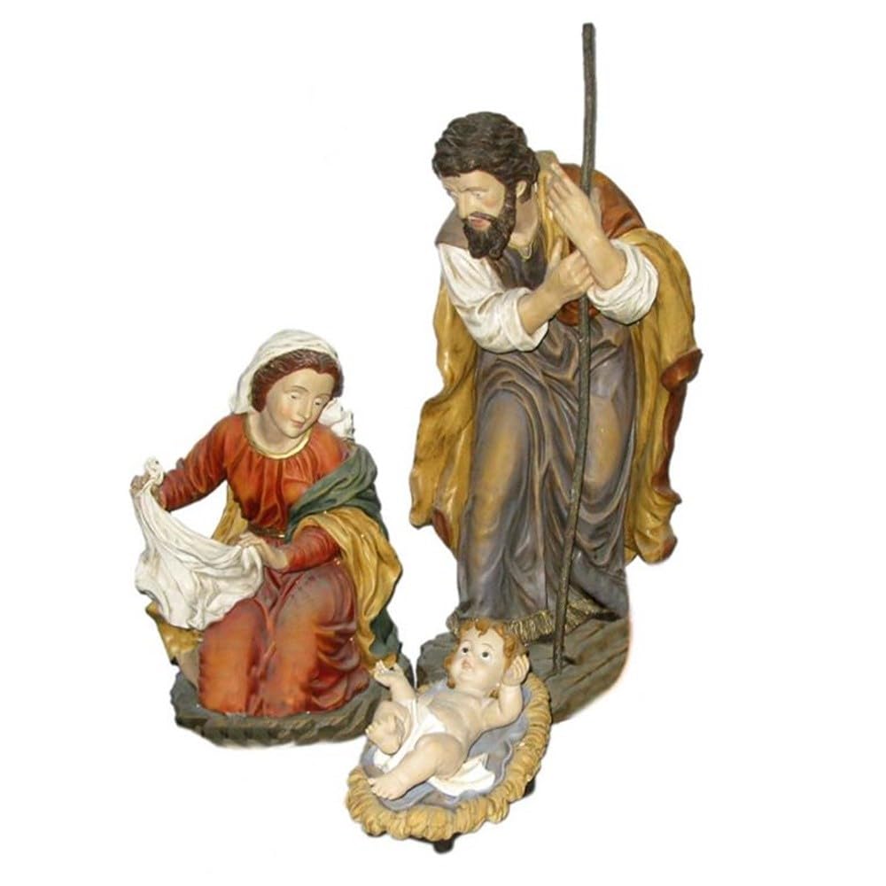 Nacimiento Misterio Navidad 3 Piezas Figura Belén 81 cm. Niño Jesús Virgen María San José Resina