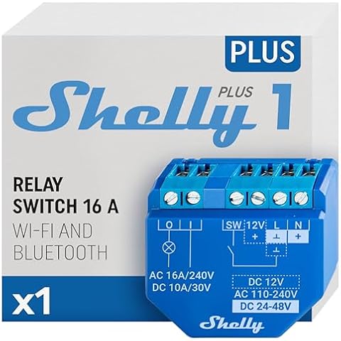 Shelly 1 Plus WiFi Switch Low Cost Alexa and Google Clean Contact Blue Cover