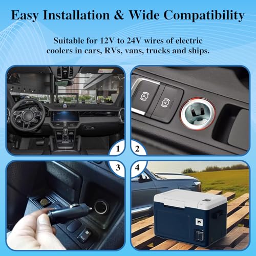 Image of 16.4 FT DC Power Cord Cable 12V /24V for Car Fridge Car Refrigerator Freezer Compatible with Alpicool, ARB,BougeRV, Bodega, Dometic,Euhomy, ICECO Etc Most Brands Portable Refrigerator (Black, 16.4 FT)