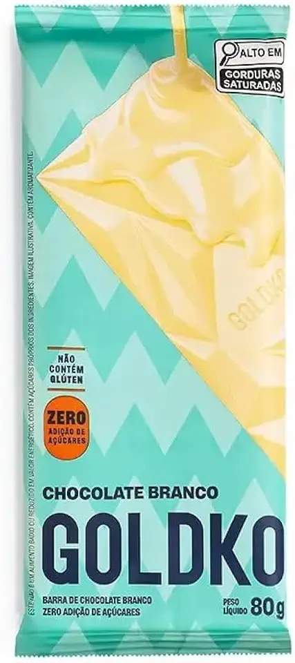 GoldKo Barra de chocolate branco zero adição de açúcares 80g