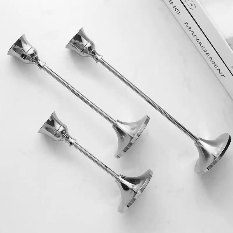 Miniatura 6 de Portavelas para velas cónicas Hi-Q (6 unidades, plateado)