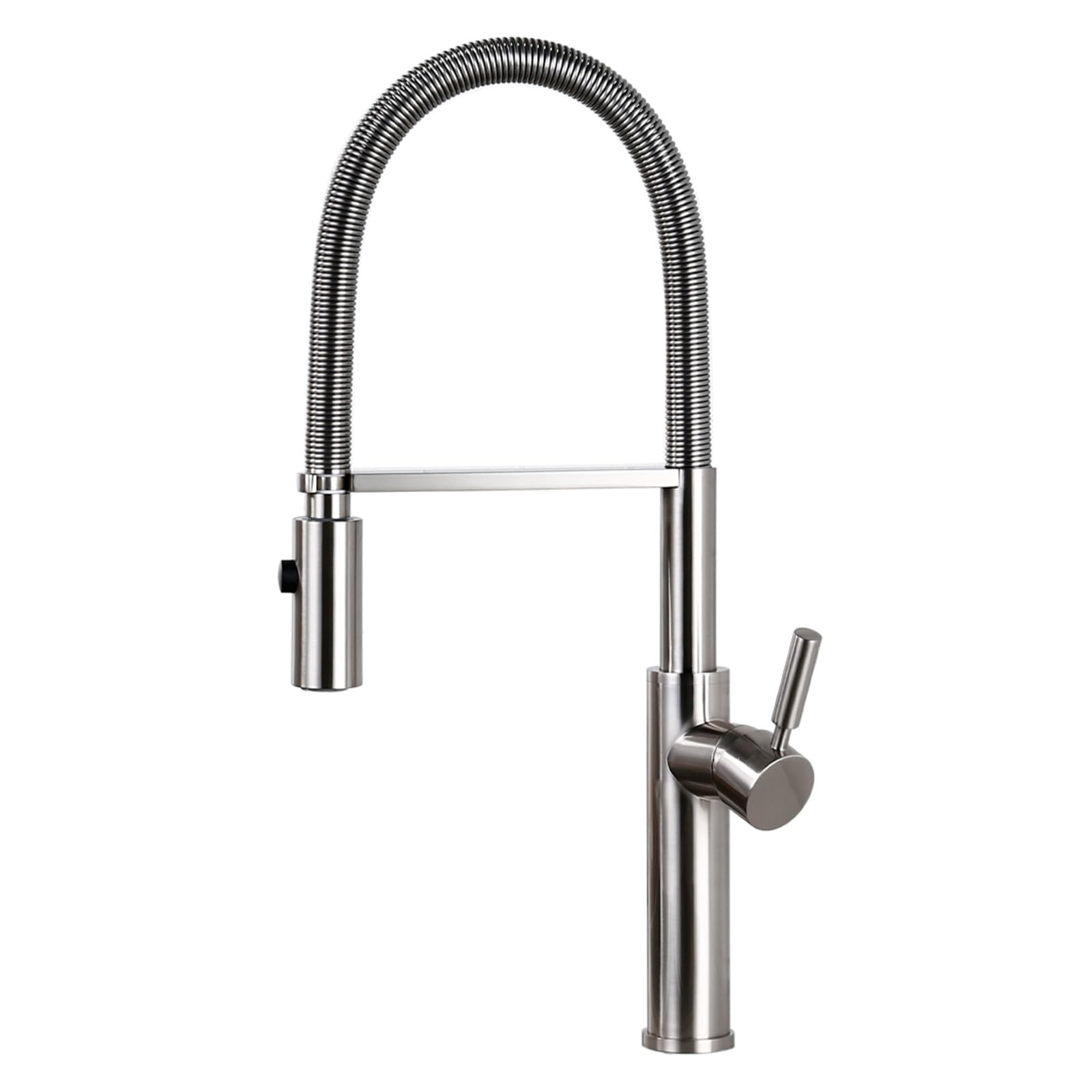 BHFPFZA Brushed Gold Kitchen Faucet Dual Sprayer Pull Down Nozzle Brass Sink Mixer Tap with Black Hose Brushed Nickel Finish Modern Water Tap for Home and Kitchen
