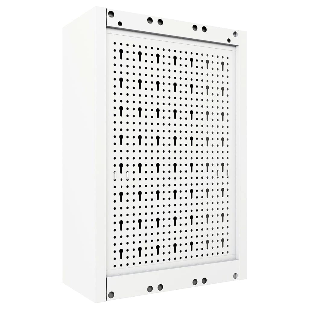 Metalowa szafka na narzędzia, szara, czarna, z regulowaną półką i zamykanymi drzwiami, 40 x 19 x 60 cm, szafka warsztatowa, organizer do garażu, warsztatu, piwnicy, dla majsterkowiczów