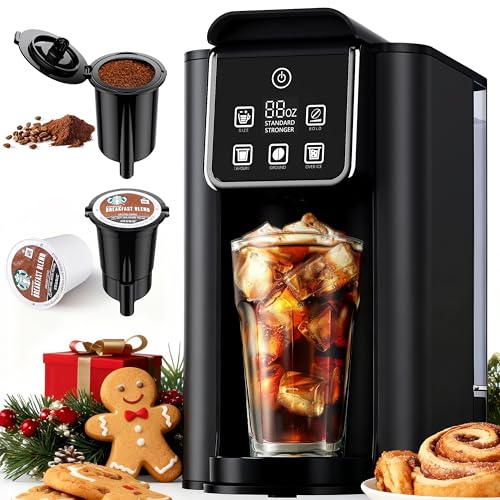 Image of SHARDOR Single Serve Coffee Maker Upgrade, Hot & Iced Coffee Machine for K Cup and Grounds, 6 to 14 oz Brew Sizes, 50 oz Removable Water Tank, Bold Brew Setting, Pod Maker with Reusable Filter, Black