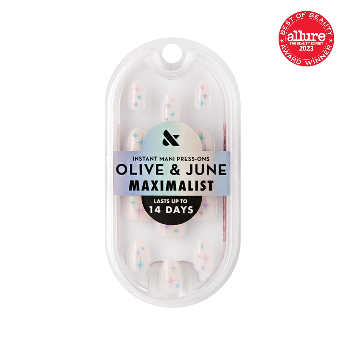 Olive & June Mani Maximalist Instant Press on Nails | (Kleber) Short Mandel | 42 Kunstnägel | Ungiftig, lang anhaltend groß, mutig, wunderschöner, realistischer Look, Salon-Qualität zu Hause