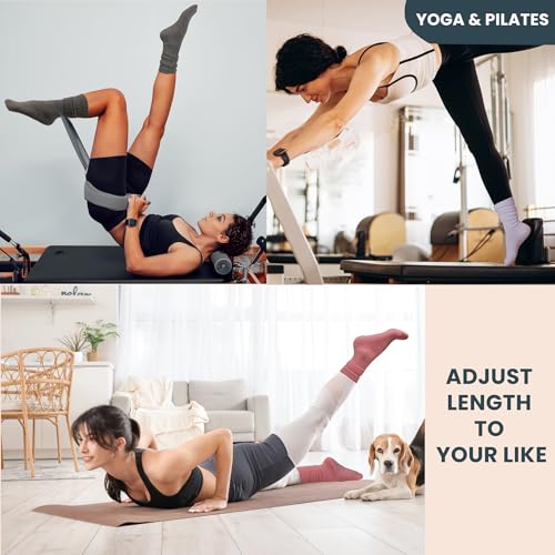 Image of Grip Pilates Socks for Women, Non Slip Yoga Slouch Socks with Gripper, Long Tall Scrunch Sock for Ballet Hospital