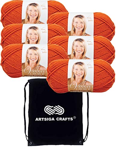 Image of Lion Brand Yarn Vanna'S Choice 860-134 Terra Cotta | 6 Skeins, Same Dye Lot, Project Bag, CYC #4 Worsted, 100% Acrylic, Ideal for Crochet, Knitting Blankets, Hats, Scarves