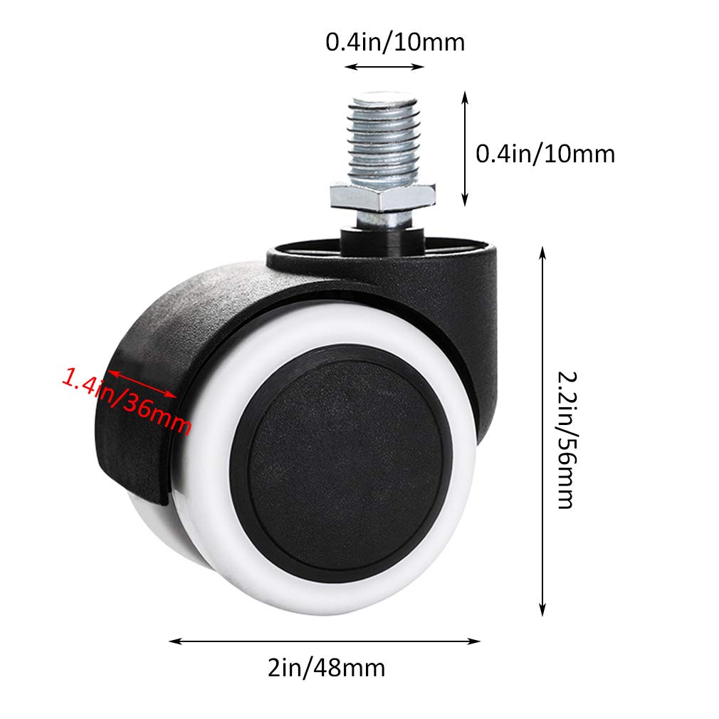 Zestaw 5 kółek obrotowych do krzesła biurowego 50 mm zamienne koła meblowe z PU, najwyższej jakości kółka do biurka komputerowego, płynne toczenie, ochrona podłóg z twardego drewna, ulepszon