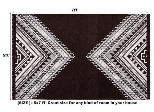 Image of VAS COLLECTIONS Designer Superfine Chenille Carpet | 500 GSM Velvet Carpet /Area Rug /Durries with Fine Yarn for Living Room, Bedroom, Runner| 150x210 cm or 5x7 ft, Maroon