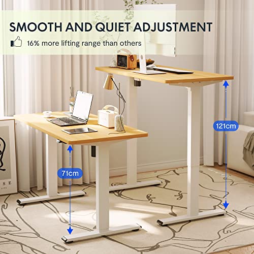 FLEXISPOT Höhenverstellbarer Schreibtisch Basic 160 x 80 cm Elektrisch, FSC-Zertifiziert, 2-Fach-Teleskop - Ergonomisches Sitz-Stehpult mit Tischplatte (Weiß Gestell, Ahorn) – Bild 3