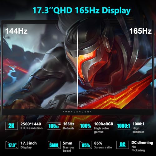 Image of Thunderobot Storm 17 5070 17 inch Gaming Laptop, 17.3 inch QHD 165Hz 2K Display, Core i7-13620H, GeForce RTX 5070, 16GB DDR5 RAM, 512GB SSD, HDMI, Type-C, RGB Backlit Keyboard, Wi-Fi 6, Win 11 Home