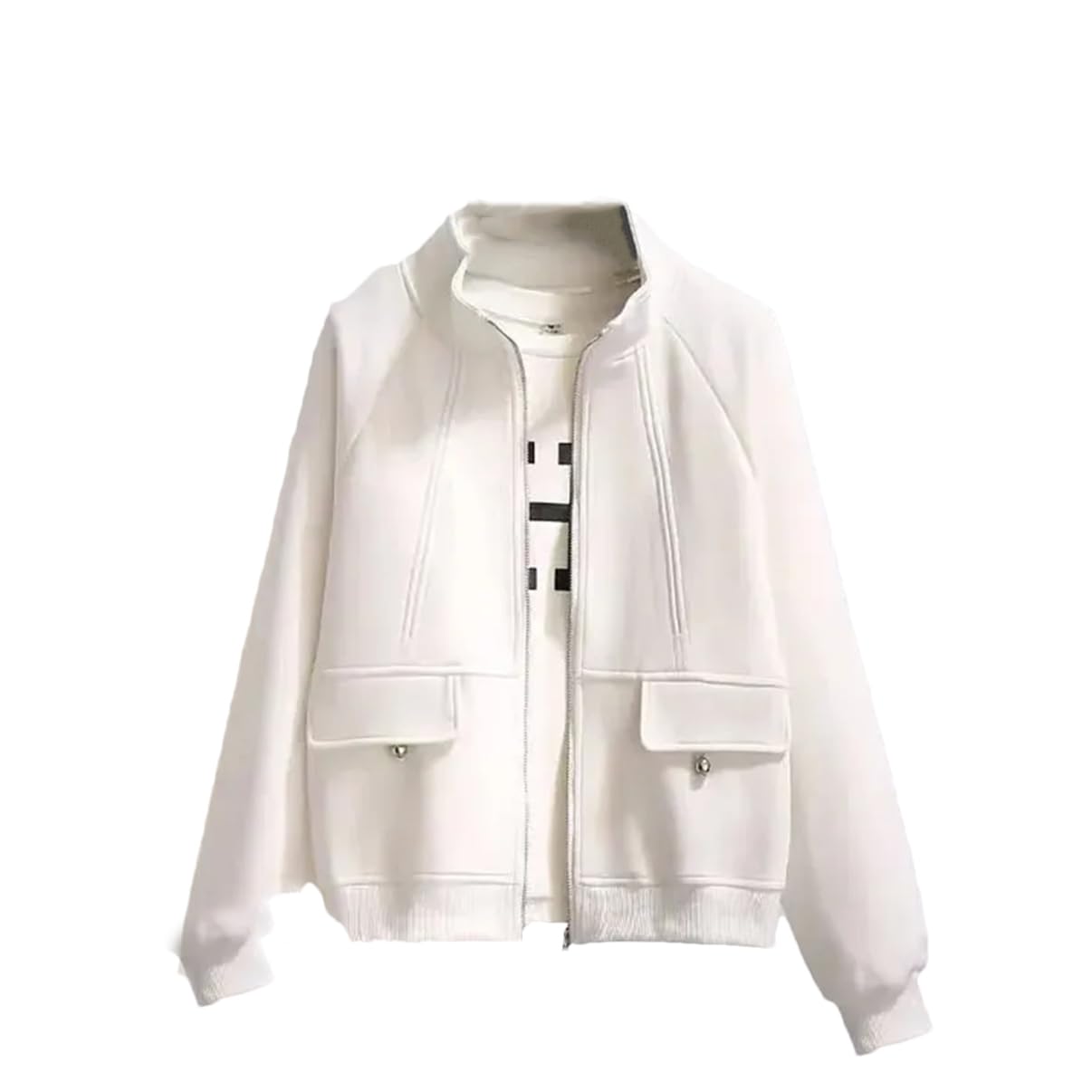Rfmfkkg Chaqueta de béisbol para mujer, delgada, suelta, para estudiantes, cuello redondo, chaquetas bomber casuales