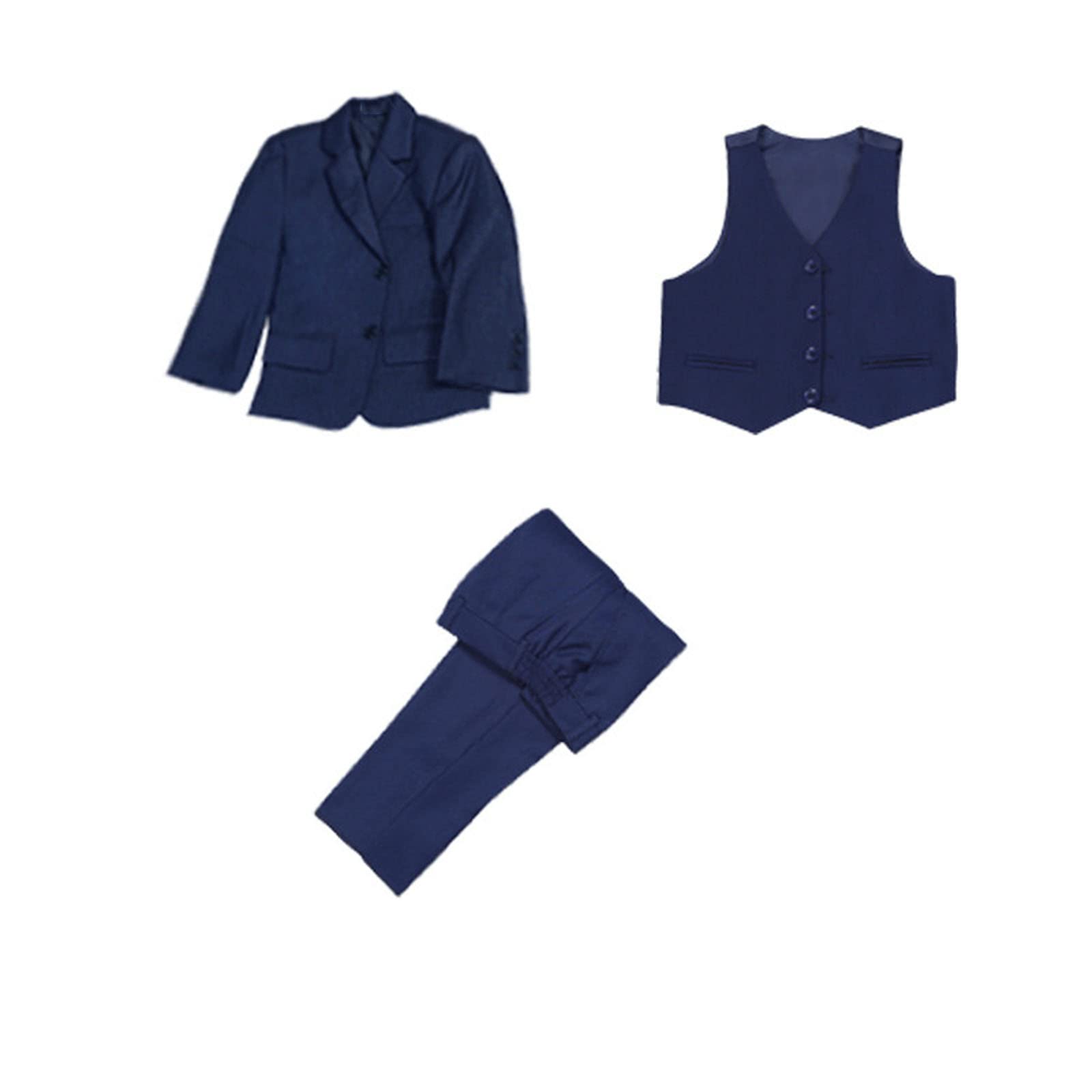 Primavera Bambini Vestito Formale Del Ragazzo Partito Di Nozze Costume Abbigliamento Cappotto Pantaloni Gilet 3Pcs Set Blu