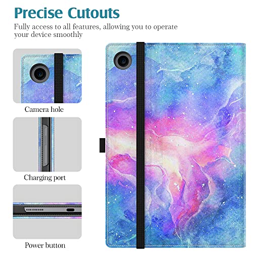 Timovo Case For Galaxy Tab A8 10.5 Inch 2022 Sm-X200/Sm-X205, Multiple Viewing Angles Folding Stand Case With Document Card Slots And Hand Hold Strap Fit Samsung Tab A8 Case, Dreamy Nebula #TOP7