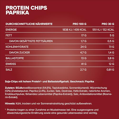 IronMaxx High Protein Chips – Paprika 60g | Low Carb, Glutenfrei & Zuckerarm | Knuspriger Eiweiß-Snack