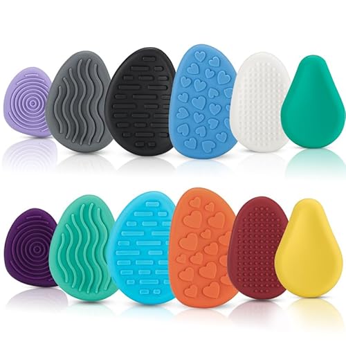 12 Pièces Fidget Toys Pierre Sensorielle, Fidget Toys Sensory Stone en Silicone, Jouets Apaisants pour Enfants Pierres préoccupation Colorées et Texturées pour Enfants Adultes, Jouets Anti-Stress (C)