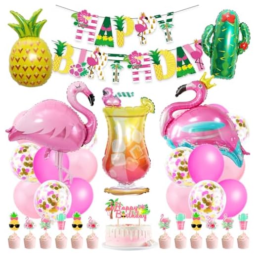 Palloncini Festa Hawaiana, Decorazioni Hawaiane, Tropical Party Palloncini, Palloncini Fenicottero Ananas per Ragazza Estate Piscina Festa Tropicale Compleanno Decorazione