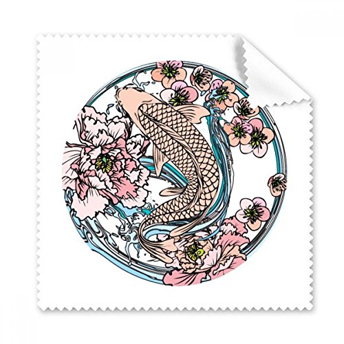Chiffon microfibre lunettes motif lotus rose et carpe - Lot de 5 nettoyants écrans
