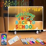 Led Note Board with Colors Light Up Drawing Board for Kids - 14.1'x10.9' Acrylic Message Board with Music Sync & Remote Control Dry Erase Board with 7 Color Markers for Gifts Toys (Standard)
