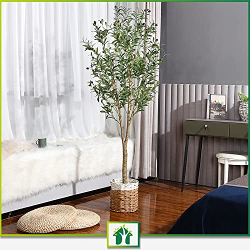 CROSOFMI Artificial Olive Tree Plant 6 Feet Fake Topiary Silk Tree