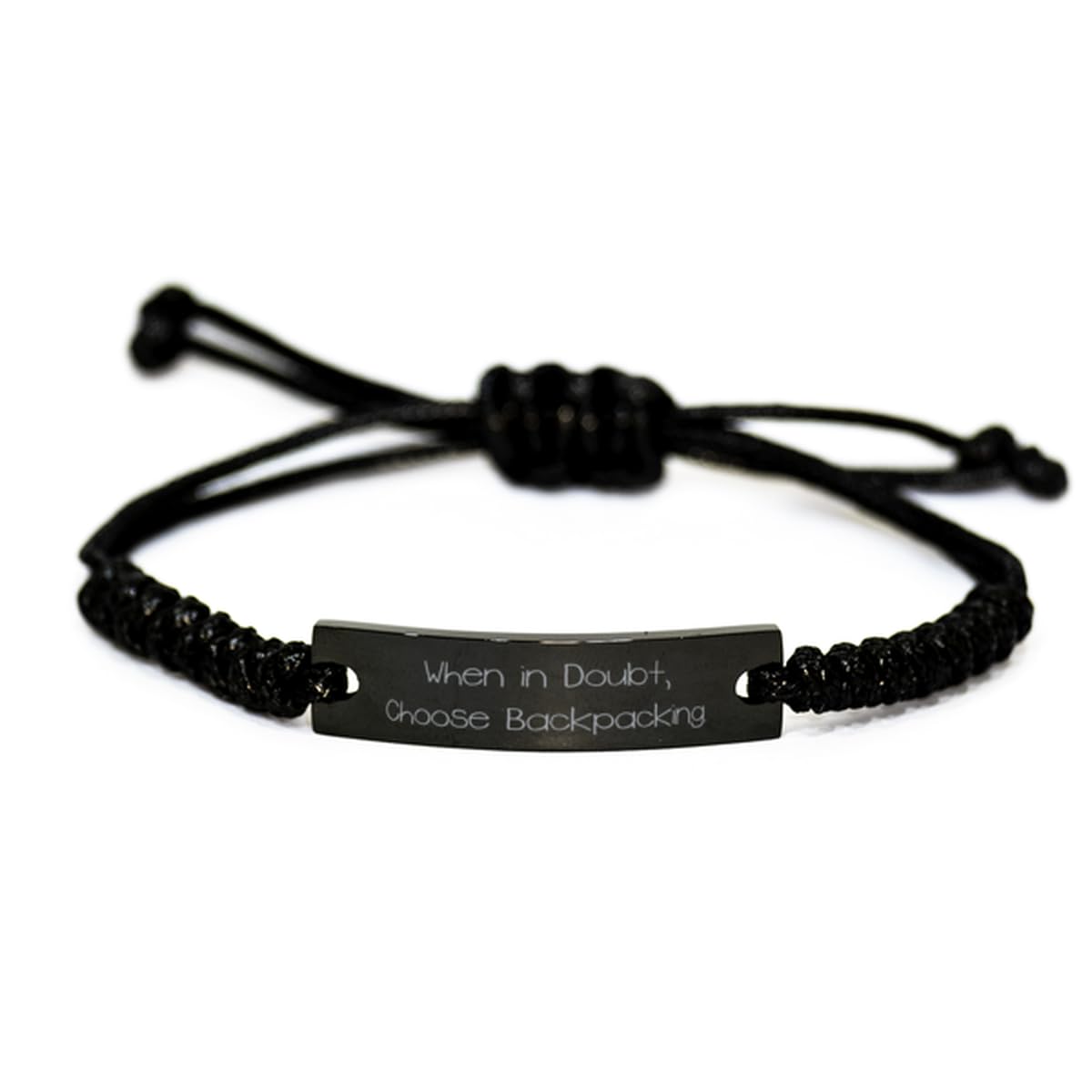 Generic Fancy Backpacking Gifts, When in Doubt, Choose Backpacking, Birthday Black Rope Bracelet For Backpacking from Friends, Small