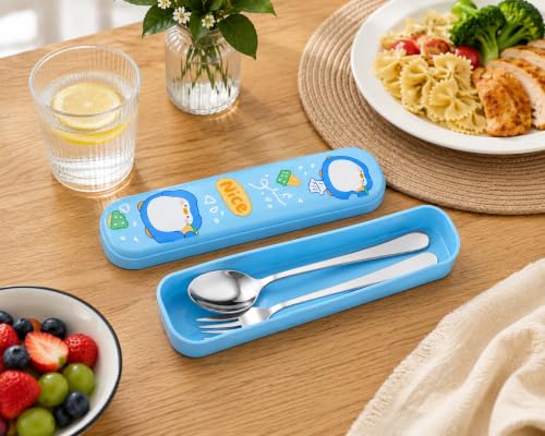 Image of Cutlery Set with Box for Dining | Stainless Steel Spoon, Fork | Reusable Tableware for Home, Kitchen, Office, Restaurant & Travel | Durable Mirror Finish Flatware