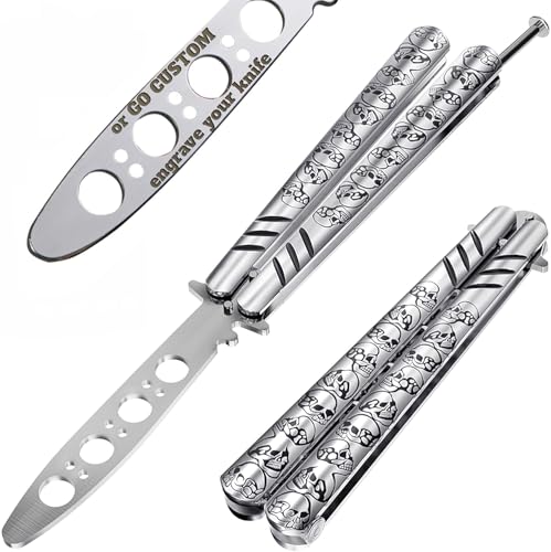Custom Butterfly Knife for Men and Women - Personalized Idea Gifts - Engraved Gifts for Dad Husband Boyfriend Wife Girlfriend - Customized Trainer for Birthday - NOT Real NOT Sharp Blade K16 S PS