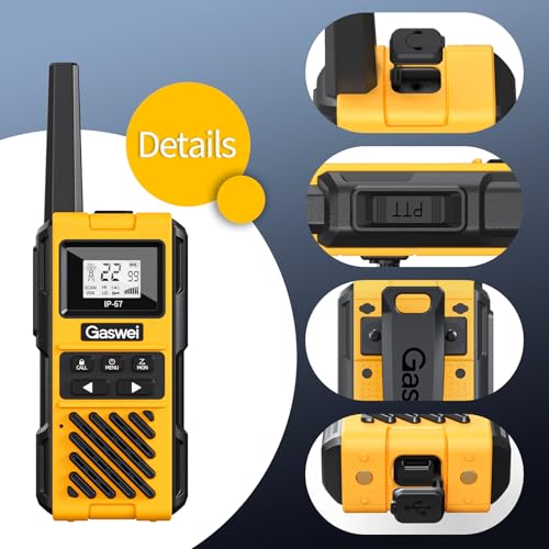 Image of Gaswei G1pro IP67 Waterproof FRS Heavy Duty Long Range Walkie Talkies-4Pack | NOAA Weather Alert,Call Alert,VOX,FM Radio,Keypad Lock,Type-c Port,Rechargeable,Shock Resistant,Hiking,Camping,Skiing