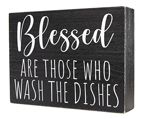 Modern Farmhouse Kitchen Decor For Counter - Black And White Kitchen Wall Decorations - Funny Kitchen Signs For Shelf Accents Above Cabinets - Rustic Decorative Tray Art #TOP5