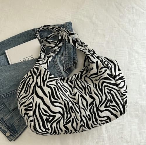 Slouchy Shoulder Bag for Women Trendy Zebra-print Tote Handbag Y2k Purse Top Handle Underarm Bags Large Capacity 20253