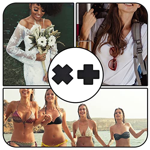 ZoeTekway 16 Paar Schwarze Brustwarzenabdeckungen, Brustband, wasserdicht, unsichtbar, atmungsaktiv, selbstklebend, Einweg, Kreuzform