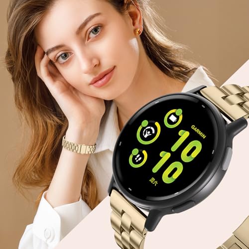 Oanux 20mm Slim Metal Compatible with Garmin Vivoactive 6 Watch Bands/5/3/3 Music/Venu Sq 2/Forerunner 55/165/245/645,Stainless Steel Dressy Thin Chain Strap for Women Men by Oanux - Used condition - Image 4