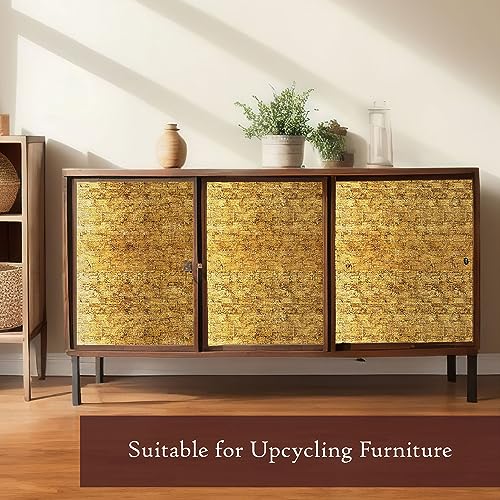 Very Berry Sticker Gold Peel and Stick Wallpaper (24" x 78") Metallic Contact Paper for Luxury Home Decor Furniture & Walls, Renter Friendly, Self-Adhesive, Waterproof Vinyl