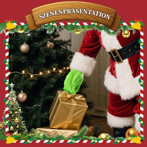Scinzene Grinch Weihnachtsmütze und Handschuhe Set - Grinch Kostüm...