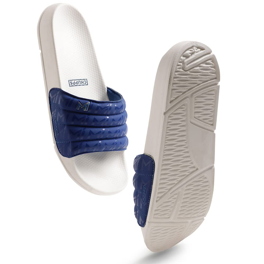 CHUPPS Mumbai Indians (MI) Official Slider for Men (11UK, Off White Blue),FOAM6 Upper Technology (6mm Foam) for Snug Fit with ERGOX Footbed (Contoured & Cushioned) for Super Comfort Flip Flop Slipper (B0BXXPQ2MB) Amazon Price History, Amazon Price Tracker