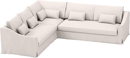 Funda de repuesto para sofá esquinero de 5 asientos, lado derecho, más larga, compatible con IKEA Farlove 2 + 3 solo funda seccional (poliéster lino