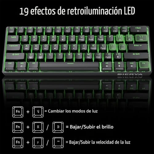 Teclado mecánico QWERTY-US Dierya DK68E negro con switches Red suaves 6