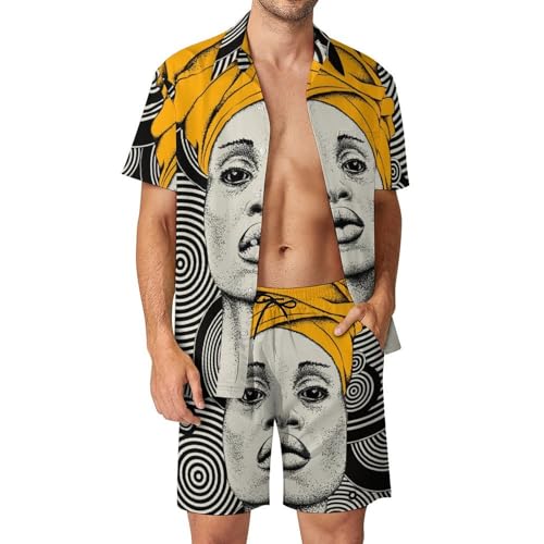 Chemise Hawaïenne Homme Ensemble Ultra Léger Séchage Rapide Plage Femme Au Turban S