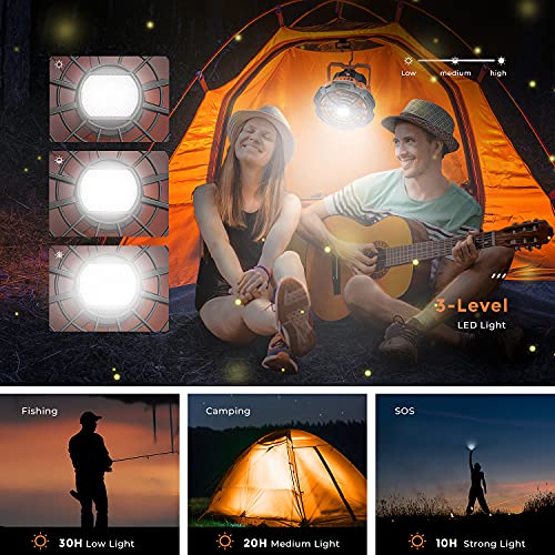 Camping Fan With Led Lantern, Portable Tent Fan With Remote Control, 25H Working Time, Rechargeable Battery Operated Powered Fan, 180°Head Rotation, Outdoor Travel Fan, Ceiling Fan For Outdoor, Indoor #TOP2