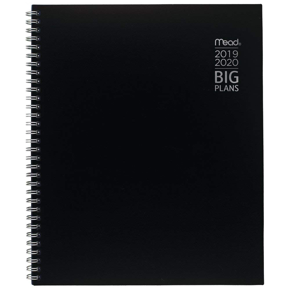 Mead 2019-2020 Academic Year Monthly Planner, Large, 8-1/2" x 11", Big Plans, Black (CAM63005)