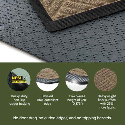 Image of WaterHog Max Diamonds Front Door Mat Indoor Outdoor Entrance, All-Weather Heavy Duty Commercial Doormat with Non-Slip Rubber Backing, Dirt & Moisture Trapper, Low Profile, Made in USA, 45 inchx70 inch Khaki