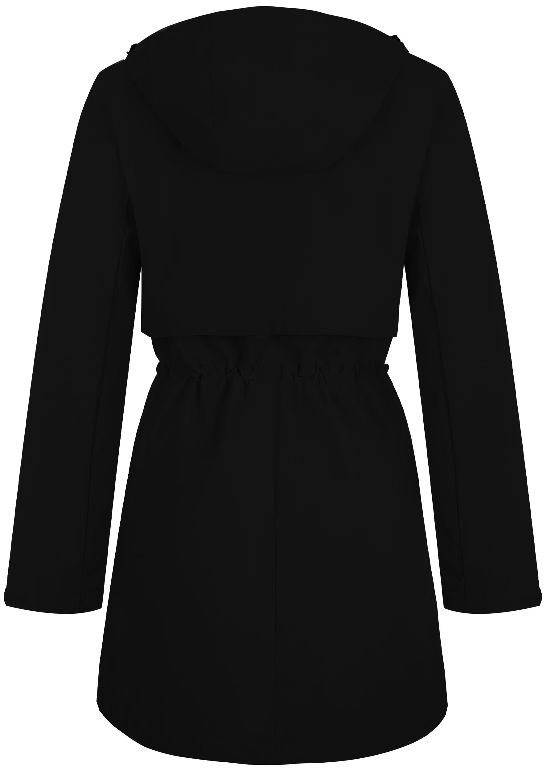 Regenjacke Damen Lang Softshelljacke Regenmantel Frauen Wasserdicht Jacke Trenchcoat Windbreaker Leichte Übergangsjacke Mantel S-3XL