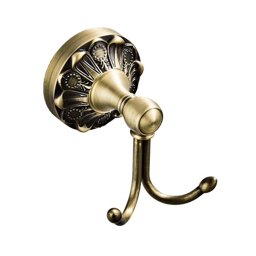 Haoxueli Robe Hook 01 For Retro Decoration Users Antique Brass Wall Mounted Bathroom Hardware Set Towel Rack Tissue Holder Hook And Cup For Neat Toiletries Storage(Robe Hook 01)