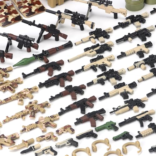 Image of Military Weapon Pack Building Blocks Toy Set Gear Kit for Army Men Figure | Desert Camouflage Combat Suit Tactical Equipment Accessories Piece for Kids Ages 4+